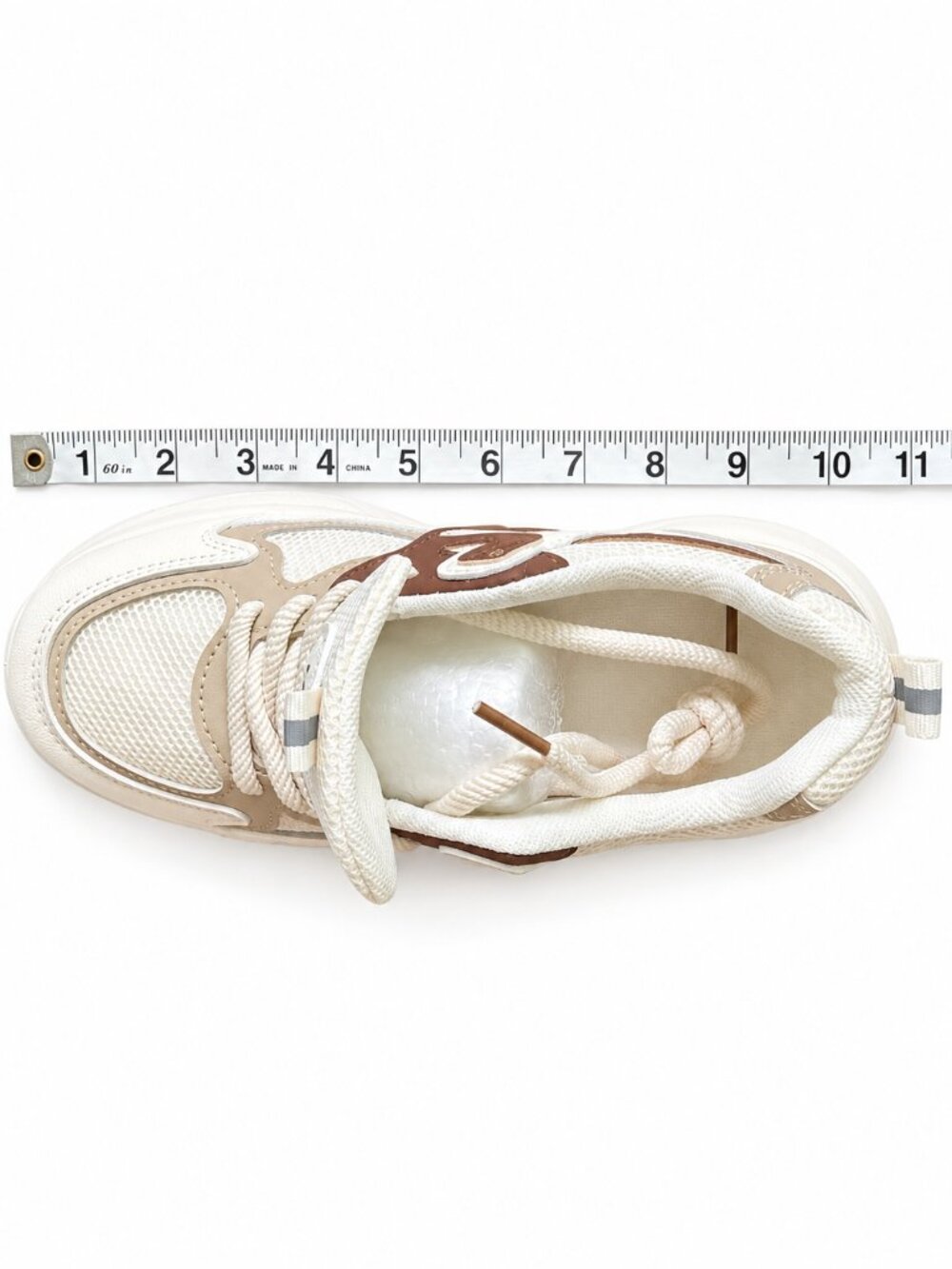 NEW Cream Beige Brown Chunky Mesh Sneakers EU 36 - Picture 7 of 8